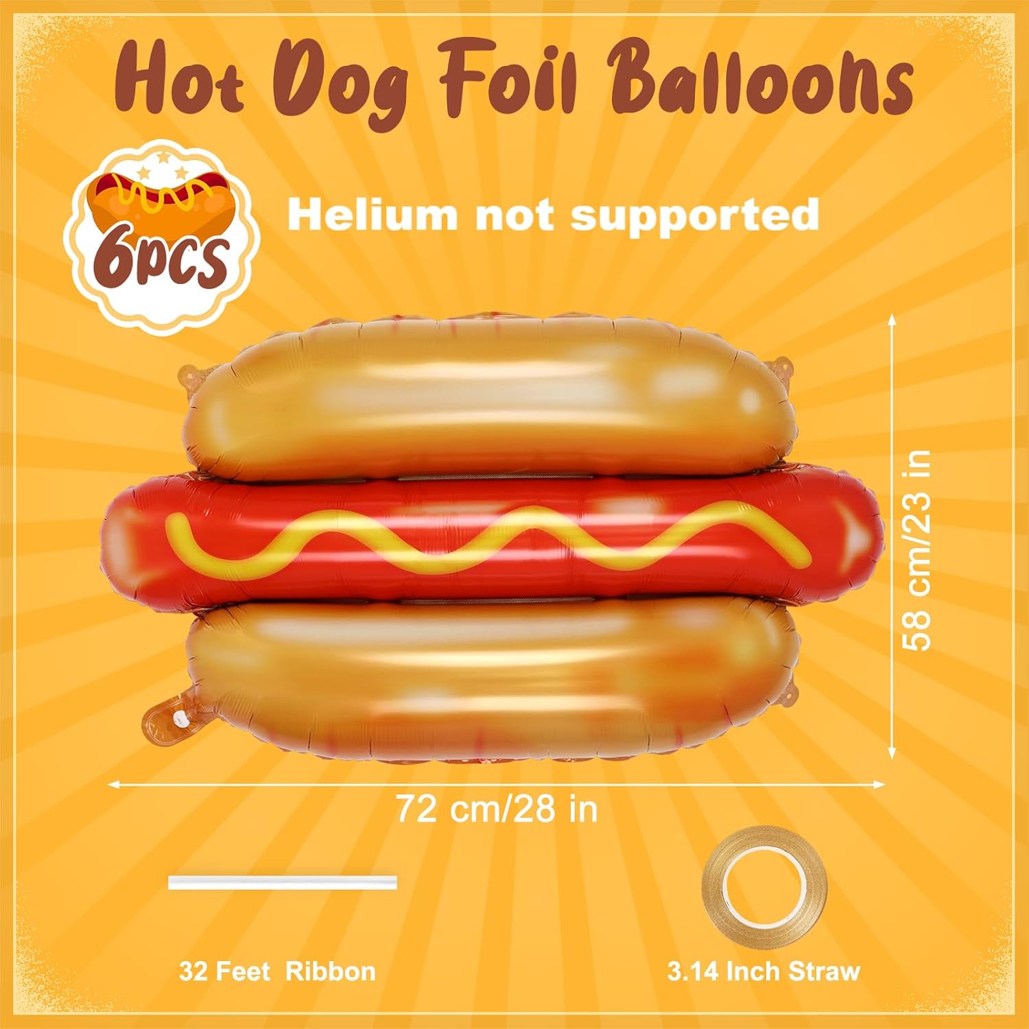 6Pcs Giant Hot Dog Balloons, F - огляд і ціна Food Giant Snacks